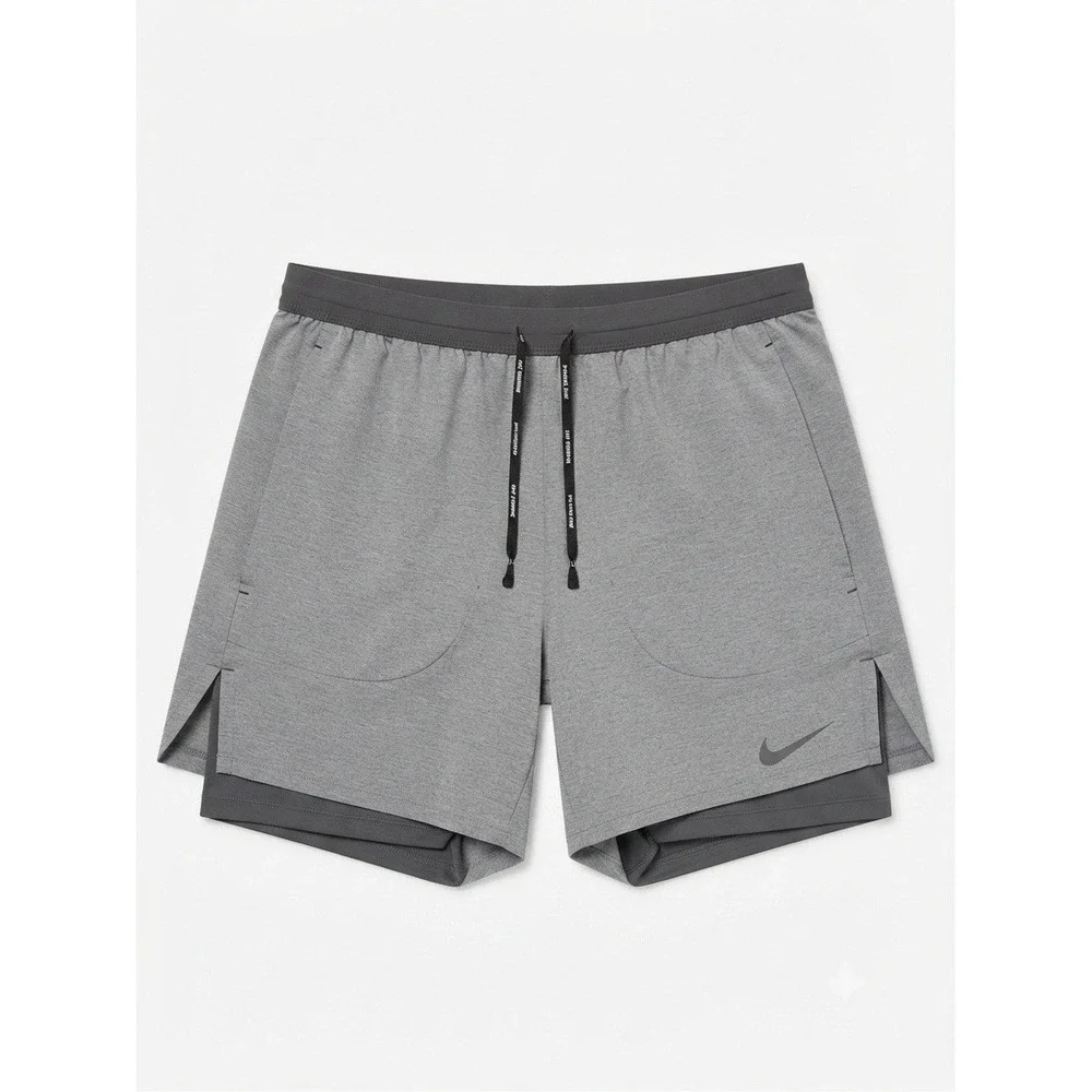 Nike Men's Dri-FIT Running Shorts Gray 2-in-1 Athletic Workout Size Small